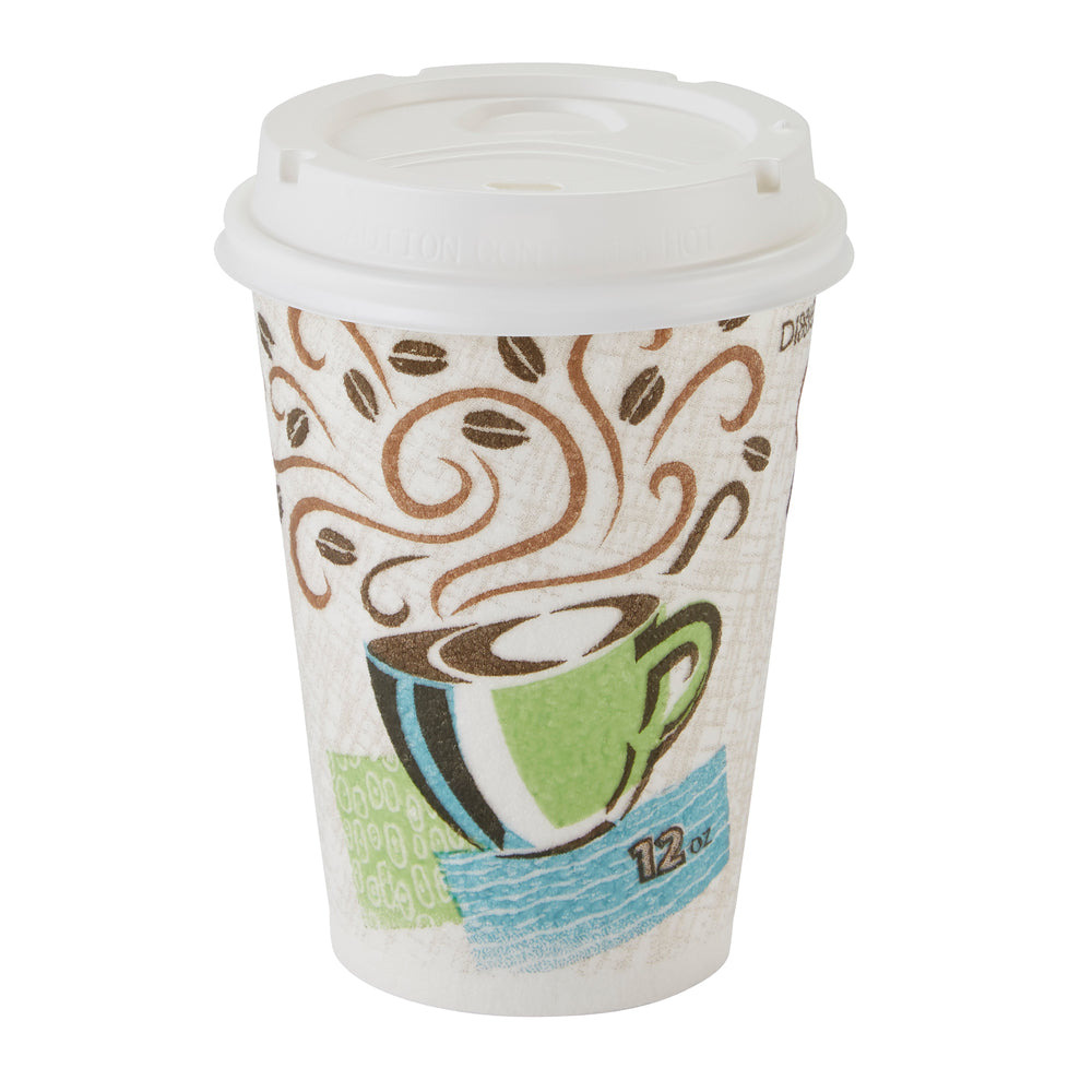 ערכות כוסות ומכסים קפה חם מנייר מבודד DIXIE® PERFECTOUCH® 12 OZ מבית GP PRO, קפה ערפל קפה, 300 כוסות ו -300 מכסים לכל מארז