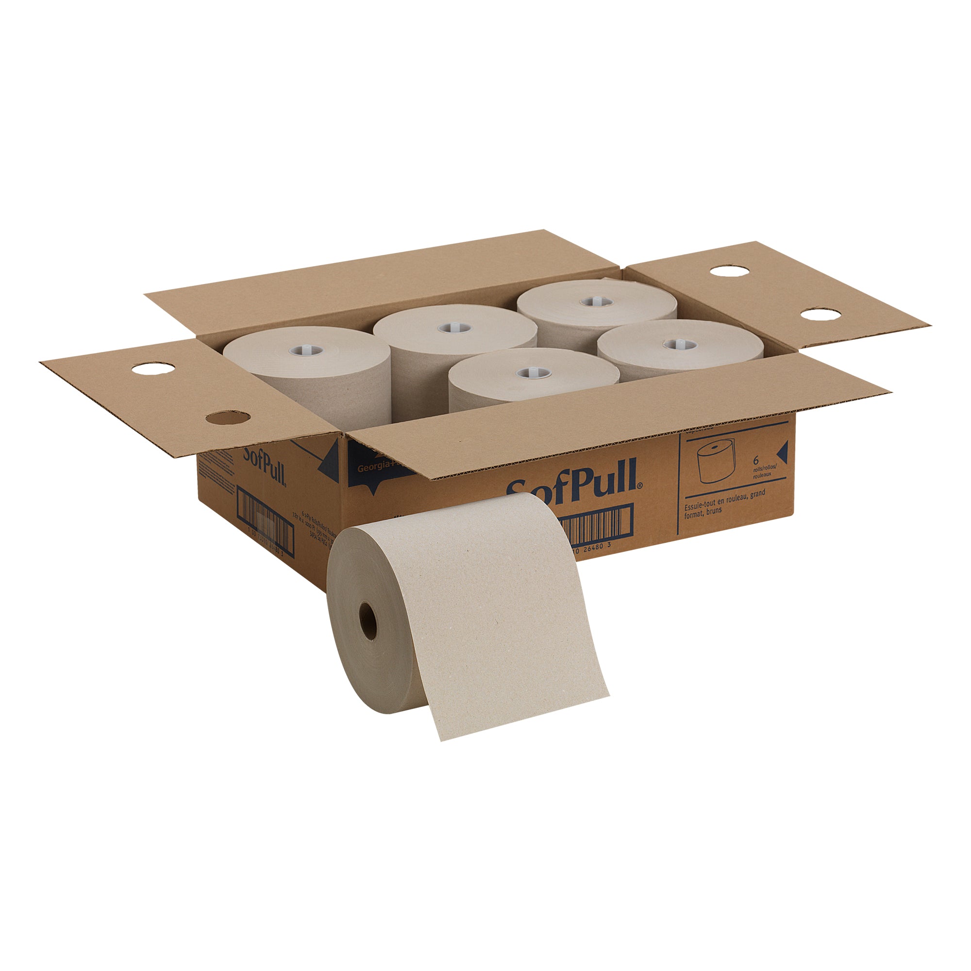 גלילי מגבת נייר ממוחזרים SOFPULL® מבית GP PRO (ג'ורג'יה פסיפיק), חום, (6 גלילים של 304.80 מטרים סהכ 1,828.80 מטרים)