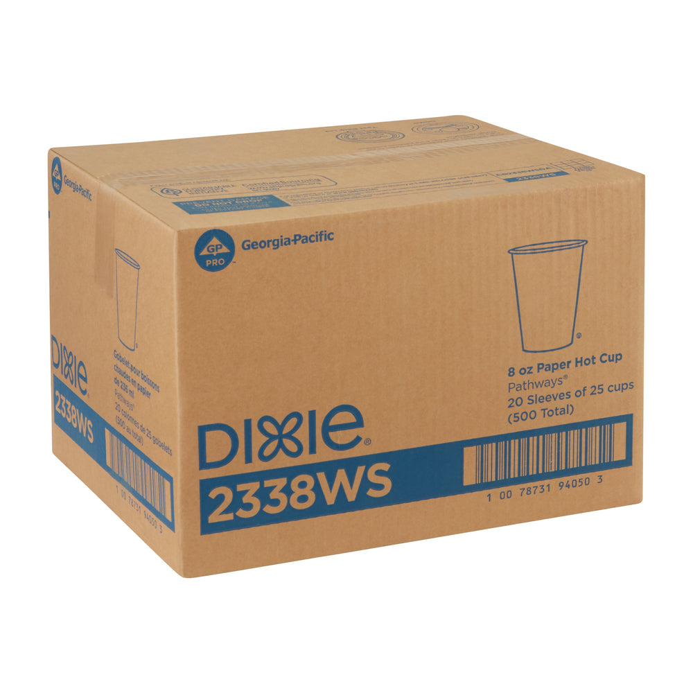 כוסות חמות מנייר DIXIE® 8 OZ מבית GP PRO (ג'ורג'יה פסיפיק), מתאימות למכסים קטנים, איור עלים®, 500 כוסות לכל מארז