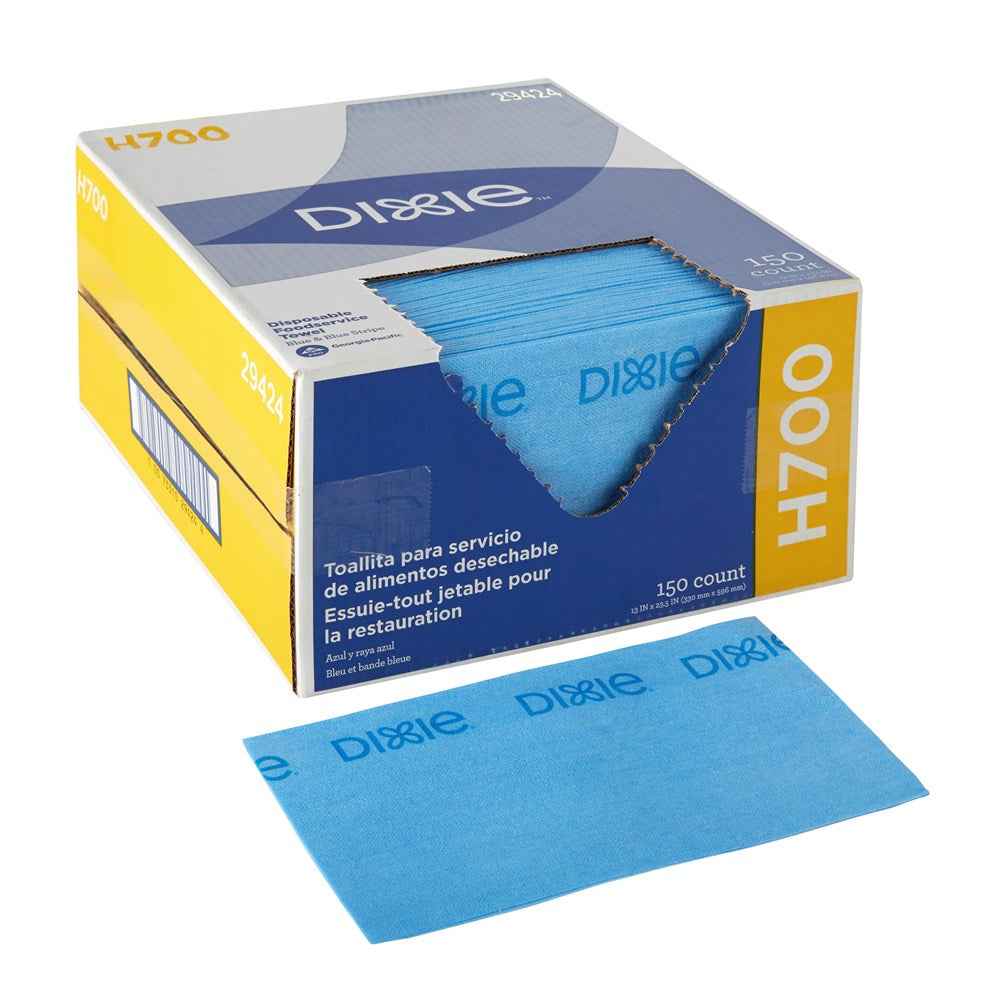 מגבות שירות מזון חד פעמיות DIXIE® H700 מאת GP PRO (ג'ורג'יה-פסיפיק), פס כחול כחול, 150 מגבות בקופסה