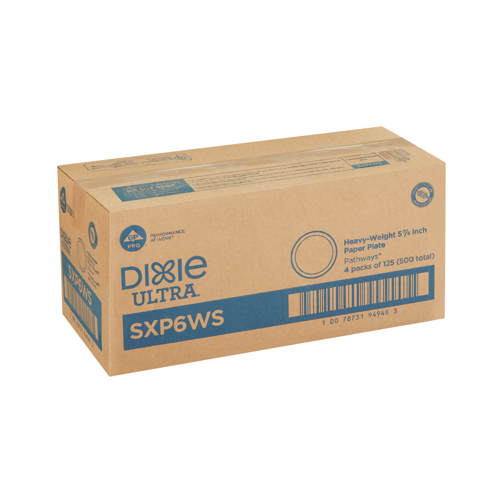 צלחות נייר עבות במיוחד (IN 5 7/8) מסדרת DIXIE ULTRA® מבית GP PRO (ג'ורג'יה-פסיפיק), איור עלים®, 500 צלחות לכל מארז