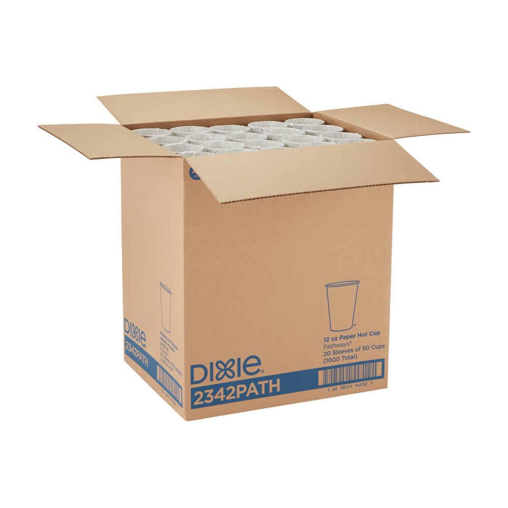 כוסות נייר חמות DIXIE® 12 OZ מבית GP PRO (ג'ורג'יה פסיפיק), מתאימות למכסים גדולים, איור עלים®, 1,000 כוסות לכל מארז