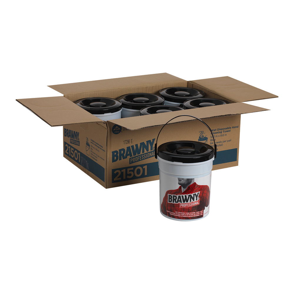 מגבות ניקוי ידיים רטובות חד פעמיות של BRAWNY® מבית GP PRO (ג'ורג'יה פסיפיק), כחול, (6 מארזים של 84 מגבות סהכ 504 מגבות)