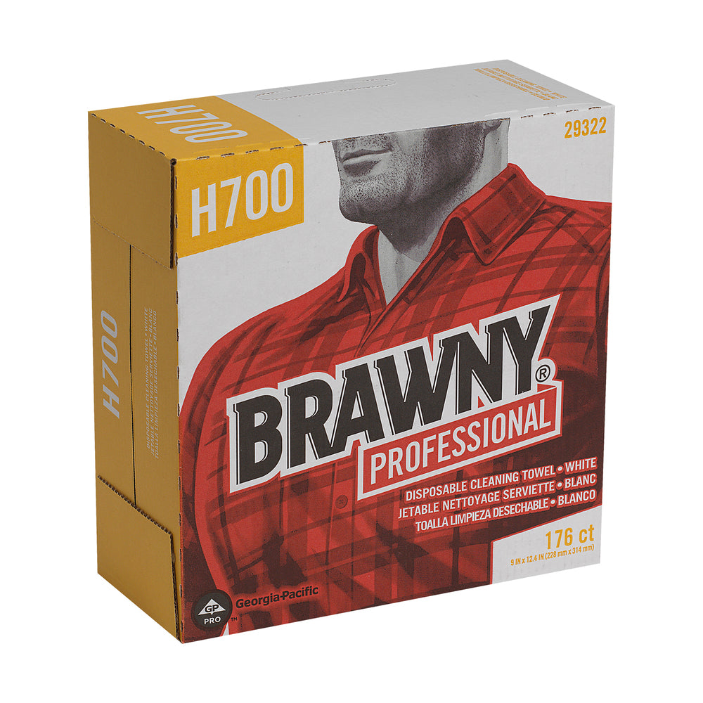 מגבות ניקוי חד פעמיות BRAWNY® PROFESSIONAL H700 מבית GP PRO (ג'ורג'יה פסיפיק), קופסה גבוהה, לבן, (10 קופסאות של 176 מגבות סהכ 1,760 מגבות)