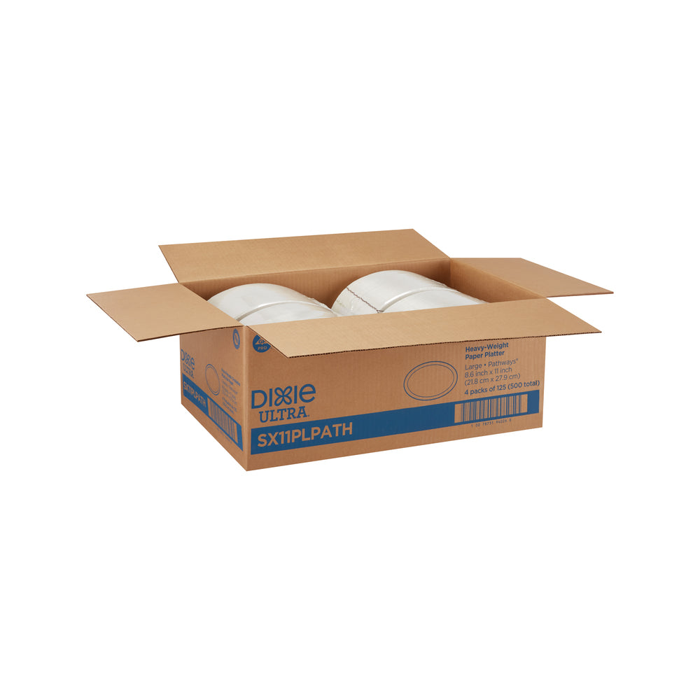מגשי נייר גדולים עבים במיוחד של DIXIE ULTRA® מבית GP PRO (ג'ורג'יה-פסיפיק), איור עלים®, 500 מגשים לכל מארז