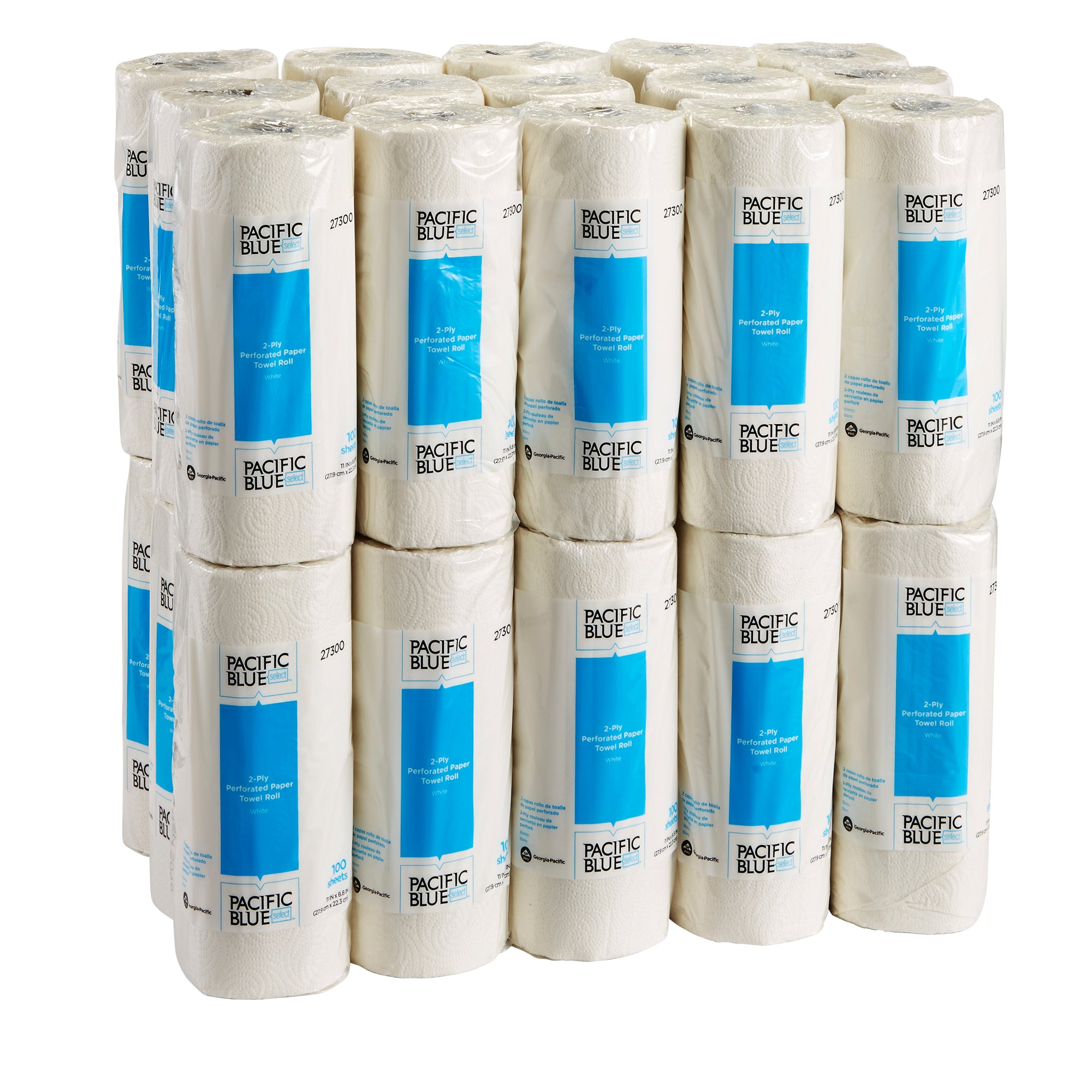 גליל מגבת נייר מחורר דו-שכבתי בPACIFIC BLUE SELECT™ של GP PRO (ג'ורג'יה פסיפיק), (30 גלילים של 22.35 מטרים סהכ 670.56 מטרים) 3,000 גליונות למארז