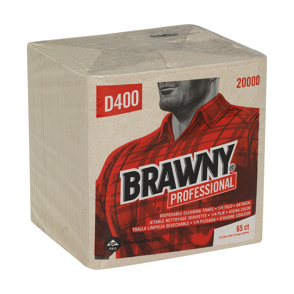 מגבות ניקוי חד פעמיות BRAWNY® PROFESSIONAL D400 מבית GP PRO (ג'ורג'יה פסיפיק), פי 1/4, שיבולת שועל, (18 חבילות של 65 מגבות סהכ 1,170 מגבות)