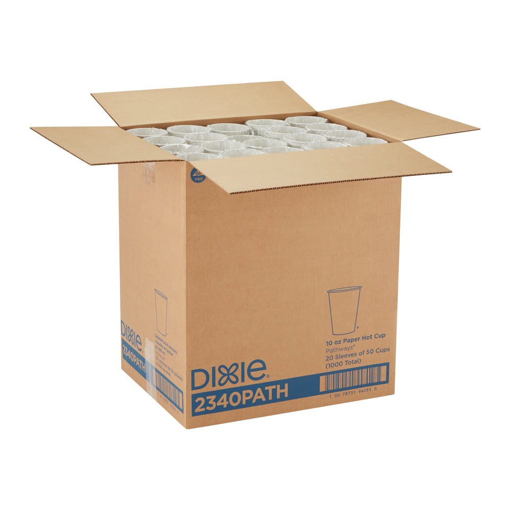 כוסות חמות מנייר DIXIE® 10 OZ מבית GP PRO (ג'ורג'יה פסיפיק), מתאימים למכסים בינוניים, איור עלים®, 1,000 כוסות לכל מארז