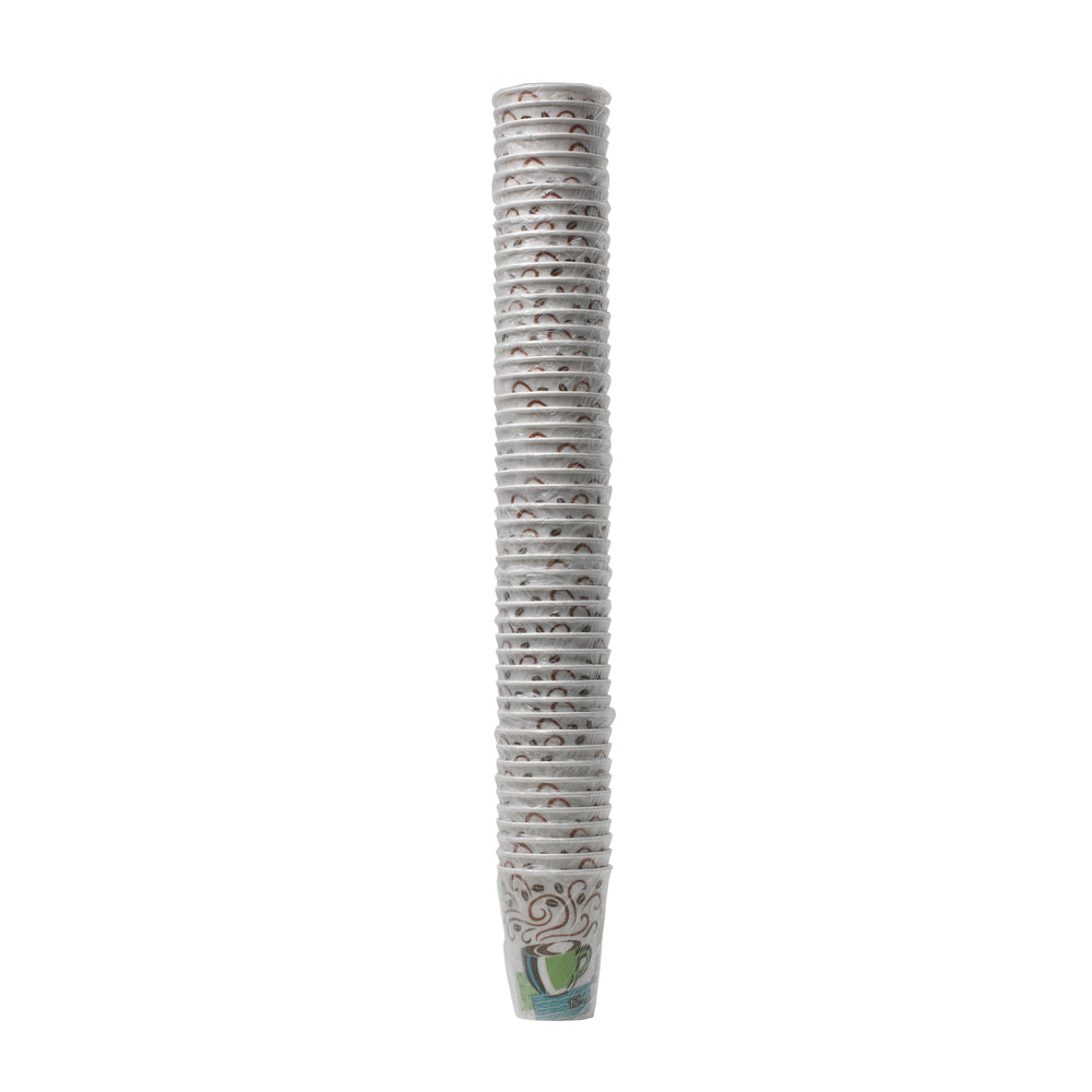 DIXIE® PERFECTOUCH® 12 OZ כוסות קפה חמות עטופות נייר מבודדות, מתאימות למכסים גדולים, עיצוב קפה, 1,000 כוסות/מארז