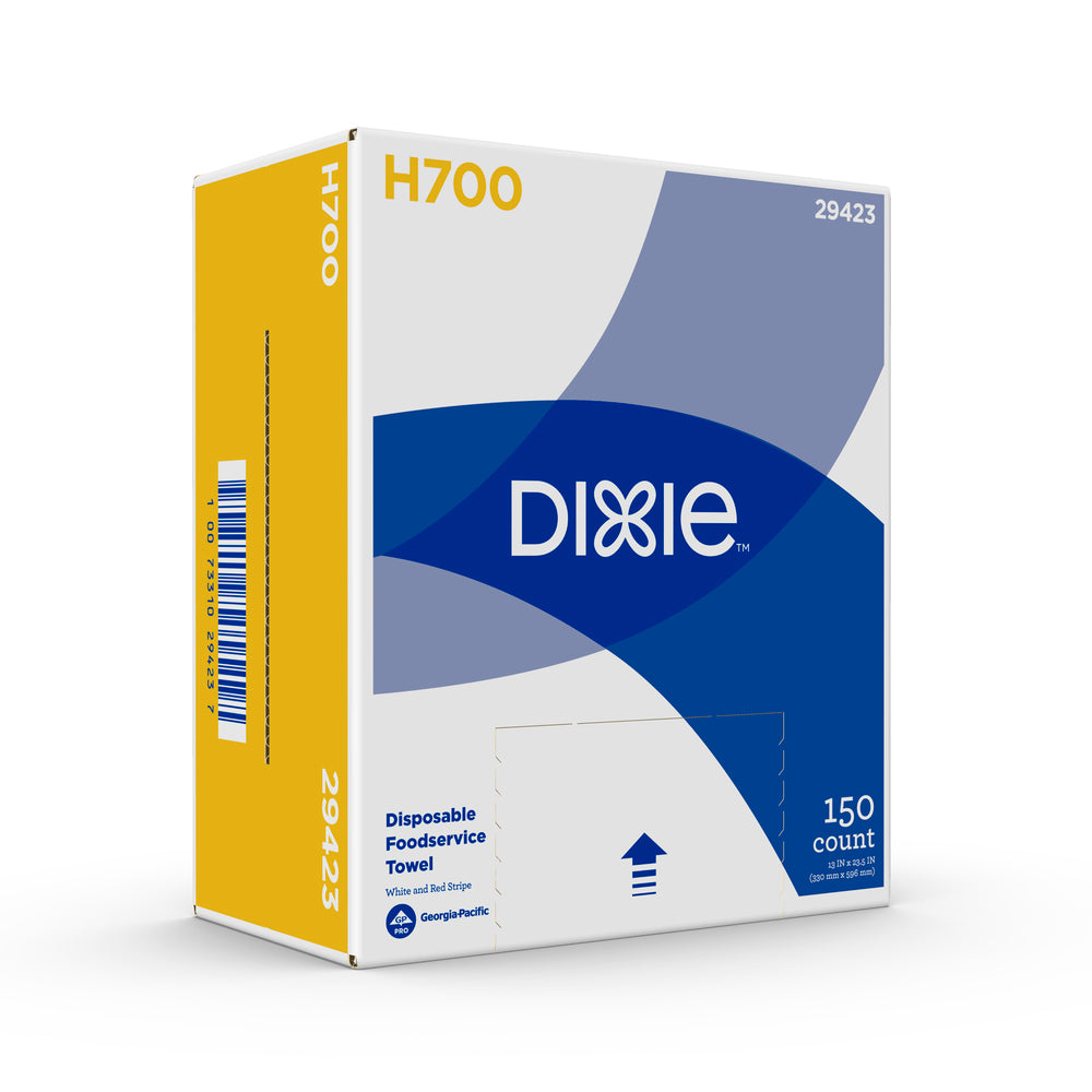 מגבות שירות מזון חד פעמיות DIXIE® H700 מאת GP PRO (ג'ורג'יה פסיפיק), פס לבן ואדום, 150 מגבות בקופסה