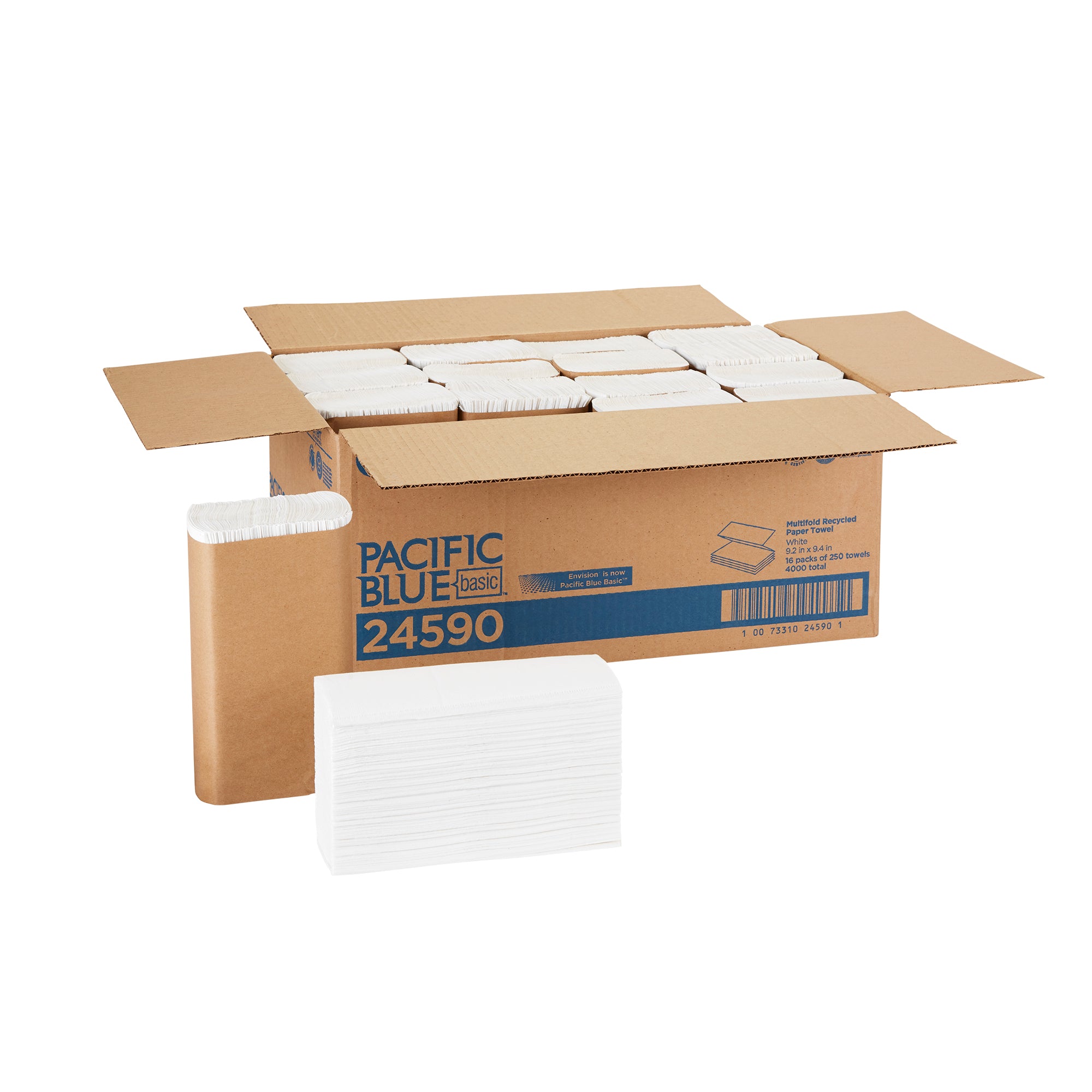 PACIFIC BLUE BASIC™ מגבת נייר ממוחזרת מרובת שכבות מבית GP PRO (ג'ורג'יה פסיפיק), לבן, (16 חבילות של 250 גליונות סהכ 4000 גליונות)