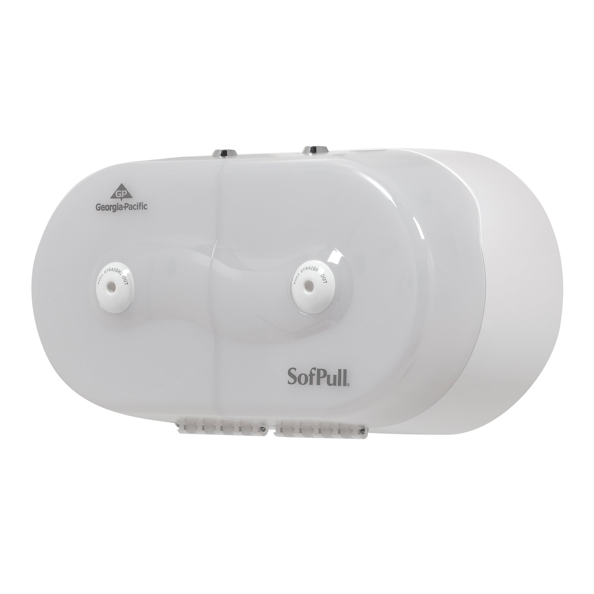 מתקן נייר טואלט מיני מסוג SOFPULL® עם שני גלילים זה לצד זה מבית GP PRO (ג'ורג'יה פסיפיק), לבן, מתקן אחד
