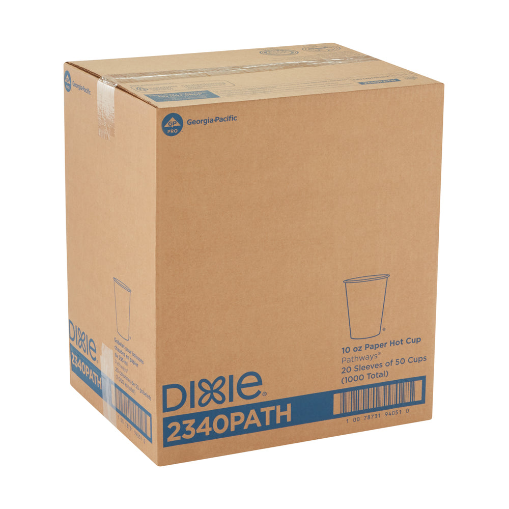 כוסות חמות מנייר DIXIE® 10 OZ מבית GP PRO (ג'ורג'יה פסיפיק), מתאימים למכסים בינוניים, איור עלים®, 1,000 כוסות לכל מארז