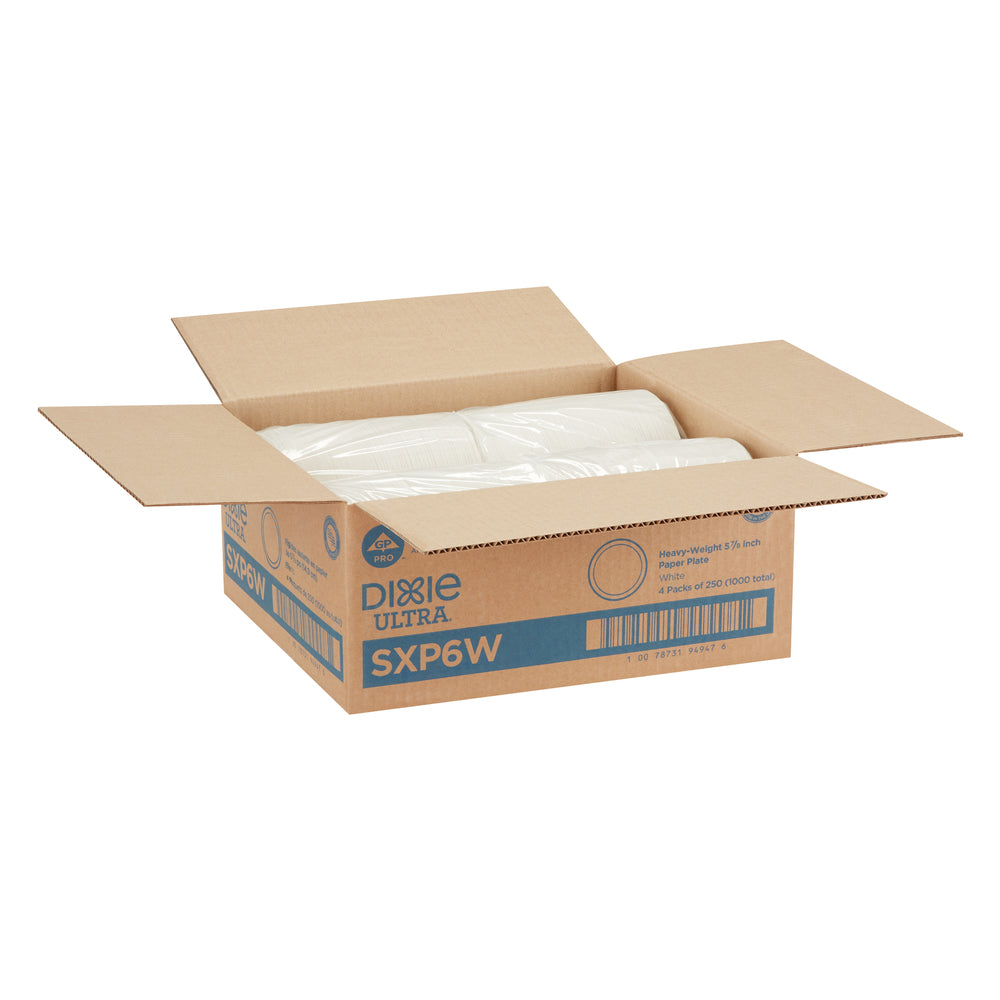צלחות נייר עבות במיוחד (IN 5 7/8) מסדרת DIXIE ULTRA® מבית GP PRO (ג'ורג'יה-פסיפיק), לבן, (4 חבילות של 250 צלחות סהכ 1000 צלחות)