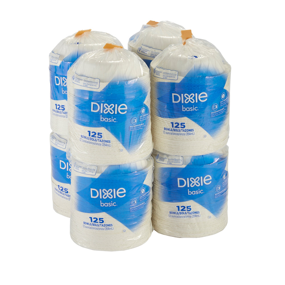 קערות נייר DIXIE BASIC® 12 OZ מבית GP PRO (ג'ורג'יה פסיפיק), לבן, 1000 קערות לכל מארז
