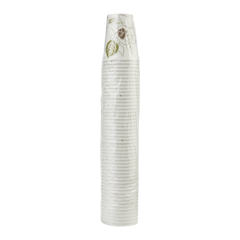כוסות חמות מנייר DIXIE® 8 OZ מבית GP PRO (ג'ורג'יה פסיפיק), מתאימות למכסים קטנים, איור עלים®, 1,000 כוסות לכל מארז, ( 20 שרוולים של 50 כוסות )