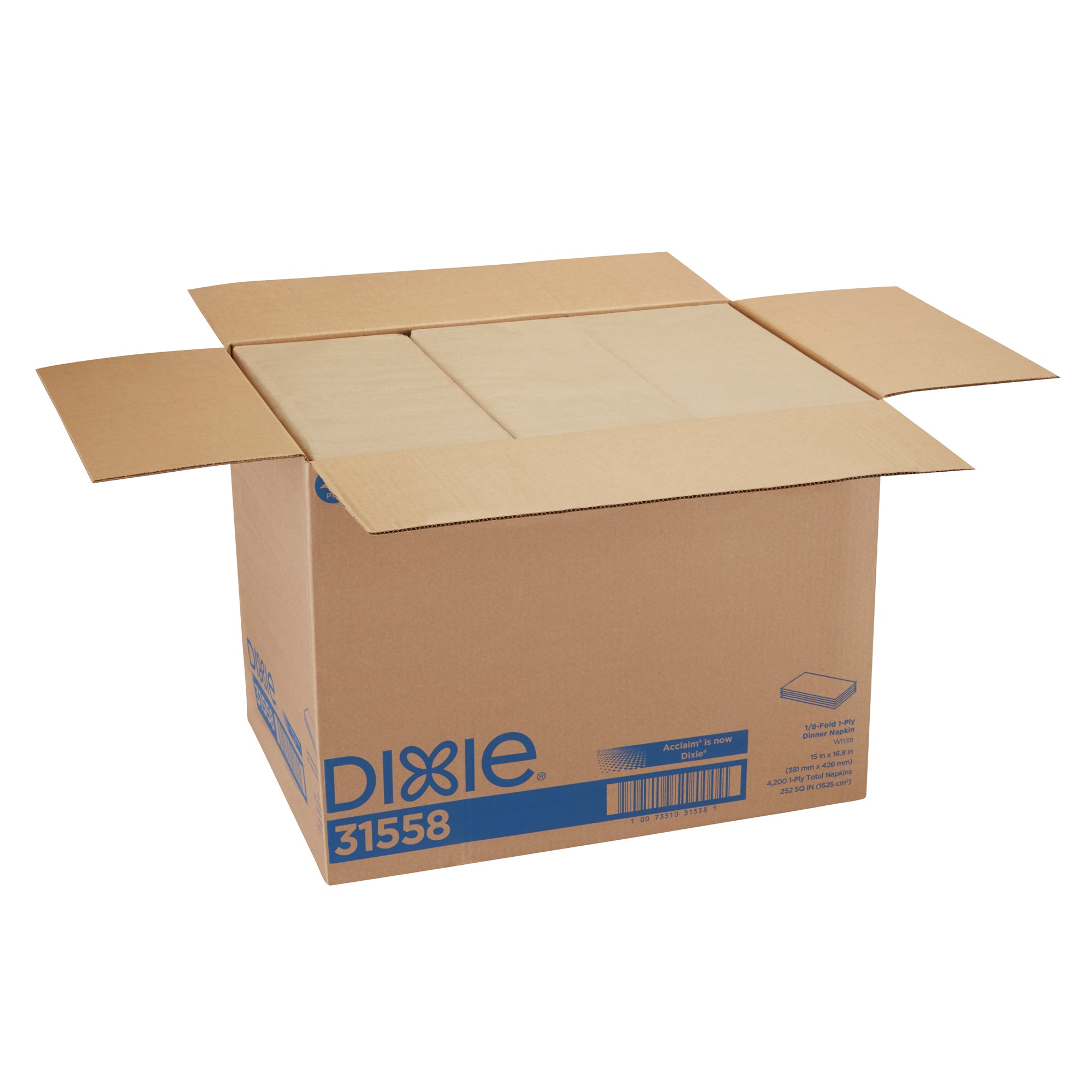 מפית ארוחת ערב חד שכבתית של DIXIE® קיפול 1/8 מבית GP PRO (ג'ורג'יה פסיפיק), 15 ˟ 16.8 אינץ', לבן, 4,200 מפיות בקופסה