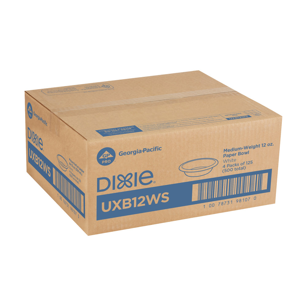 קערות נייר עבות (12 OZ) DIXIE® מבית GP PRO (ג'ורג'יה פסיפיק), לבן, 500 קערות לכל מארז