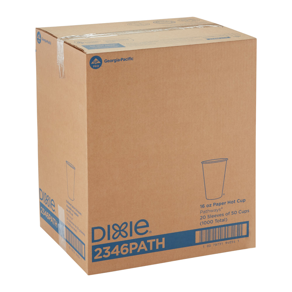 כוסות חמות מנייר DIXIE® 16 OZ מבית GP PRO (ג'ורג'יה פסיפיק), מתאימות למכסים גדולים, איור עלים®, 1,000 כוסות לכל מארז, ( 20 שרוולים של 50 כוסות )