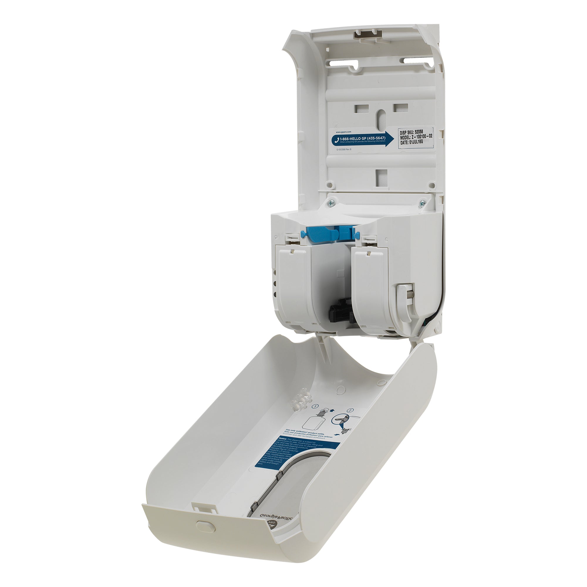 מתקן סבון וחיטוי אוטומטי ללא מגע ENMOTION® GEN2 מאת GP PRO (ג'ורג'יה פסיפיק), לבן, מתקן אחד