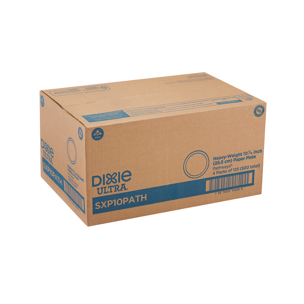 צלחות נייר עבות במיוחד (IN 10 1/16) מסדרת DIXIE ULTRA® מבית GP PRO (ג'ורג'יה-פסיפיק), איור עלים®, 500 צלחות לכל מארז