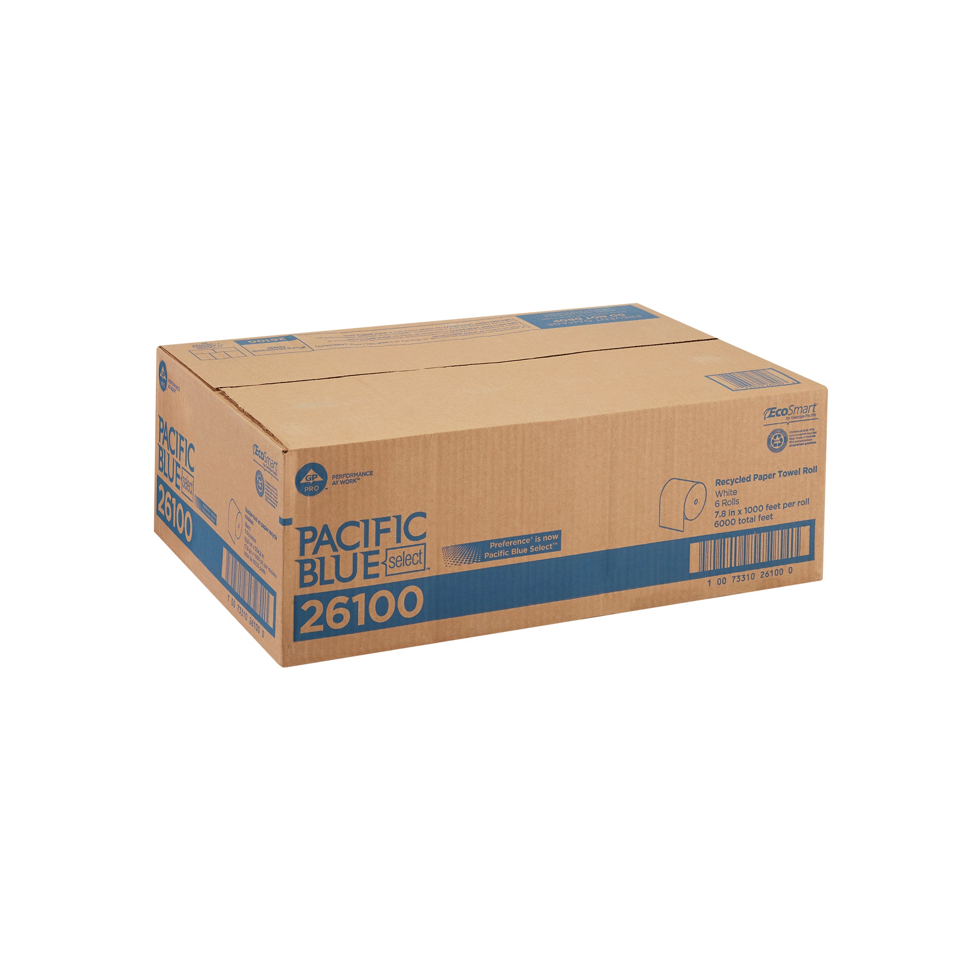 גליל מגבות נייר ממוחזר של PACIFIC BLUE BASIC™, לבן, (6 גלילים של 304.80 מטרים סהכ 1,828.80 מטרים)