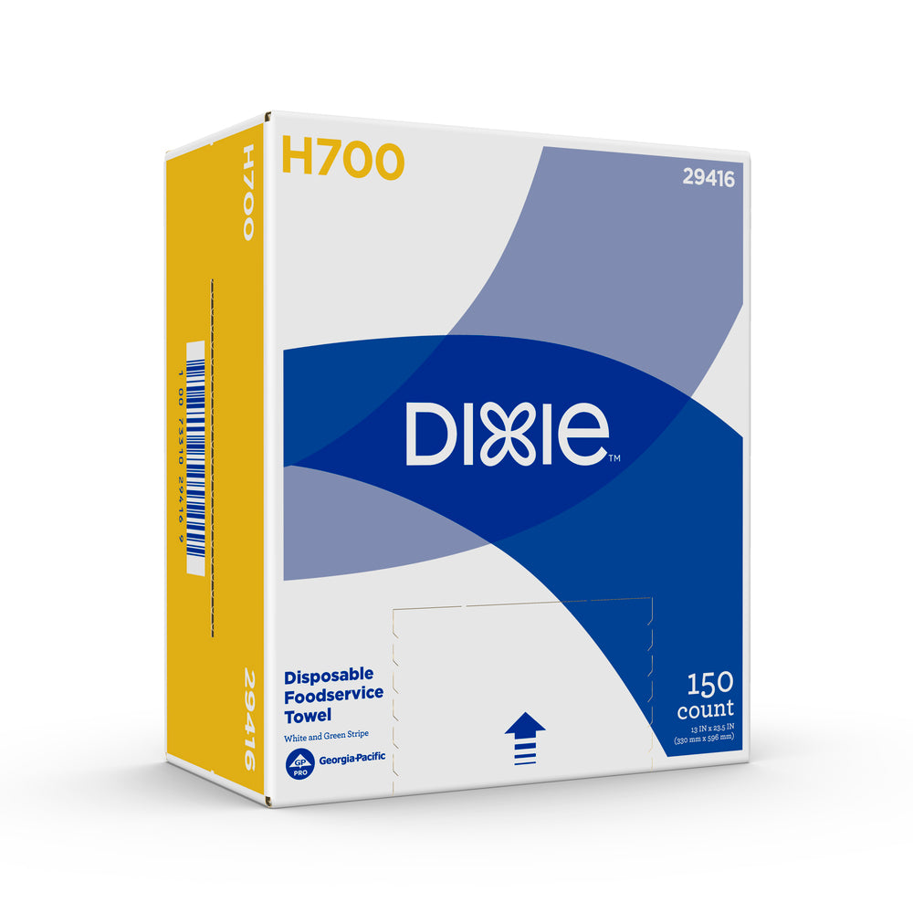 מגבות שירות מזון חד פעמיות DIXIE® H700 מאת GP PRO (ג'ורג'יה-פסיפיק), פס לבן וירוק, 150 מגבות בקופסה