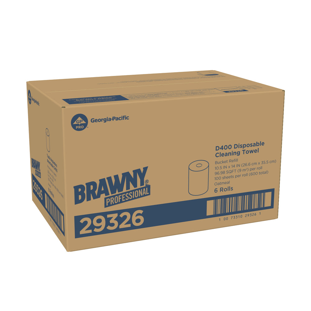 מילוי מערכת מגבות ניקוי BRAWNY® PROFESSIONAL D400 למתקן 54323 מבית GP PRO (ג'ורג'יה פסיפיק), שיבולת שועל(6 גלילים של 100 מגבות סהכ 600 מגבות)