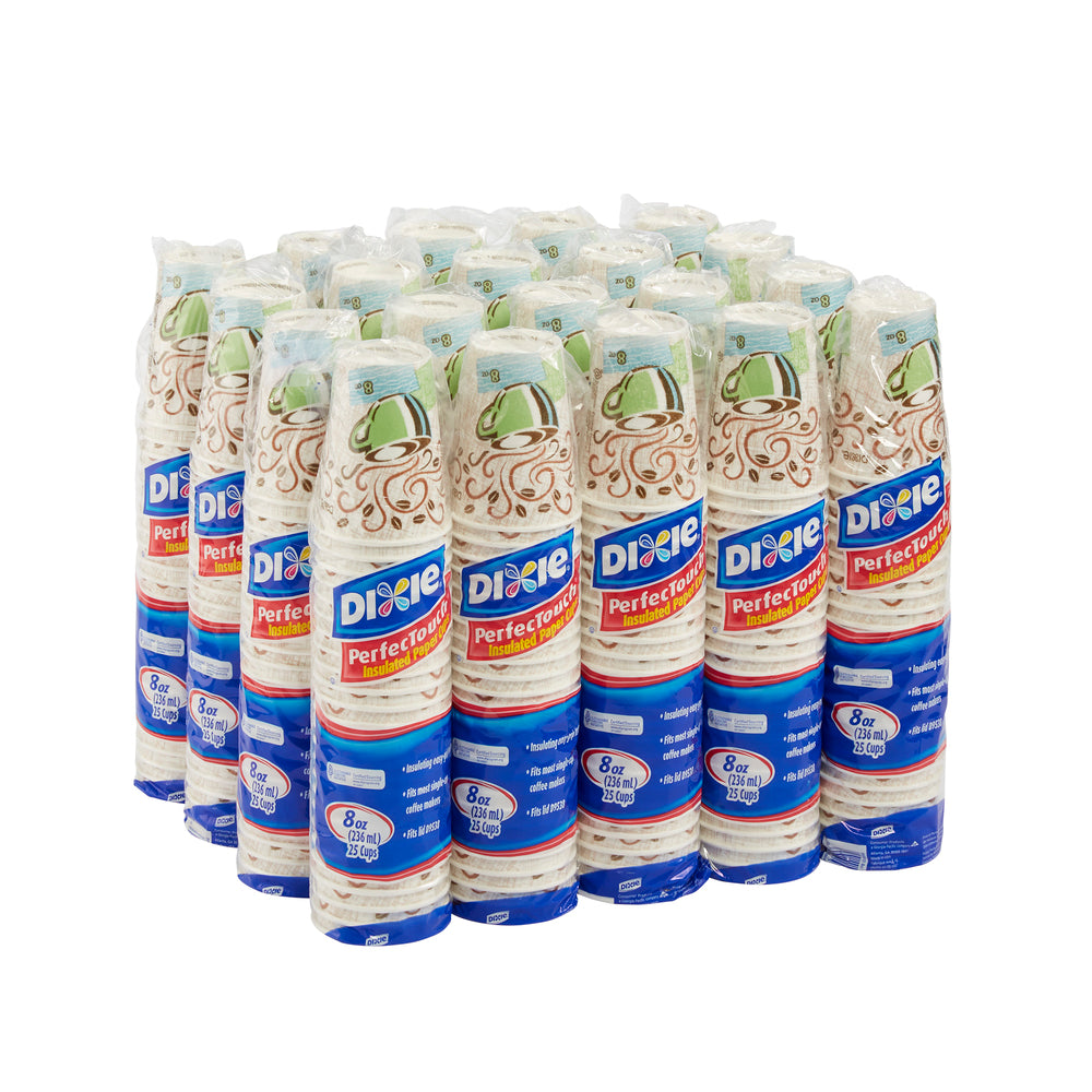 כוסות קפה חמות מנייר מבודד DIXIE® PERFECTOUCH® 8 OZ מבית GP PRO (ג'ורג'יה פסיפיק), מתאימות למכסים קטנים, ערפל קפה, 500 כוסות לכל מארז