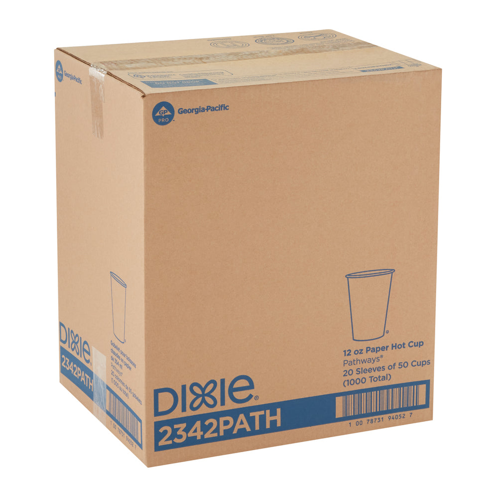 כוסות נייר חמות DIXIE® 12 OZ מבית GP PRO (ג'ורג'יה פסיפיק), מתאימות למכסים גדולים, איור עלים®, 1,000 כוסות לכל מארז