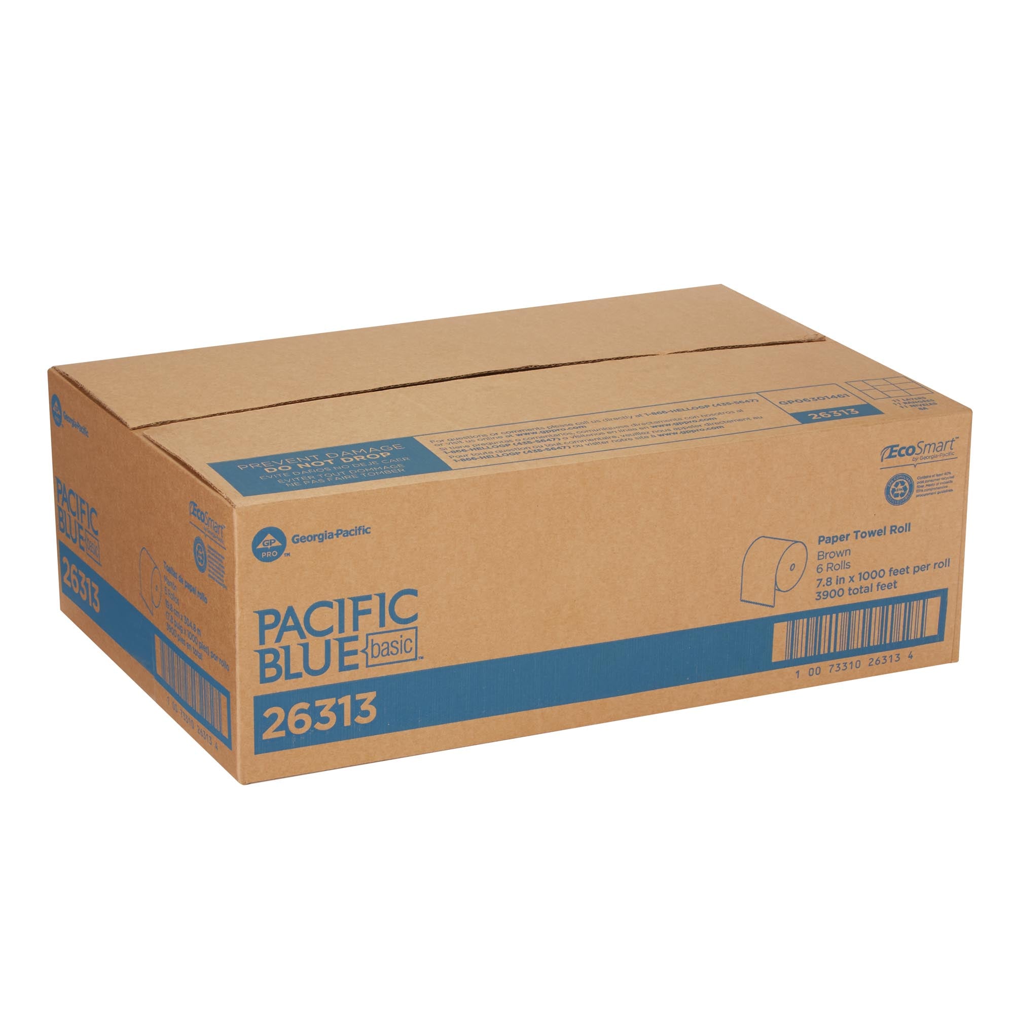 גליל מגבות נייר מפותל קשיח ממוחזר PACIFIC BLUE BASIC™ מבית GP PRO (ג'ורג'יה פסיפיק), חום, (6 גלילים של 304.80 מטרים סהכ 1,828.80 מטרים)