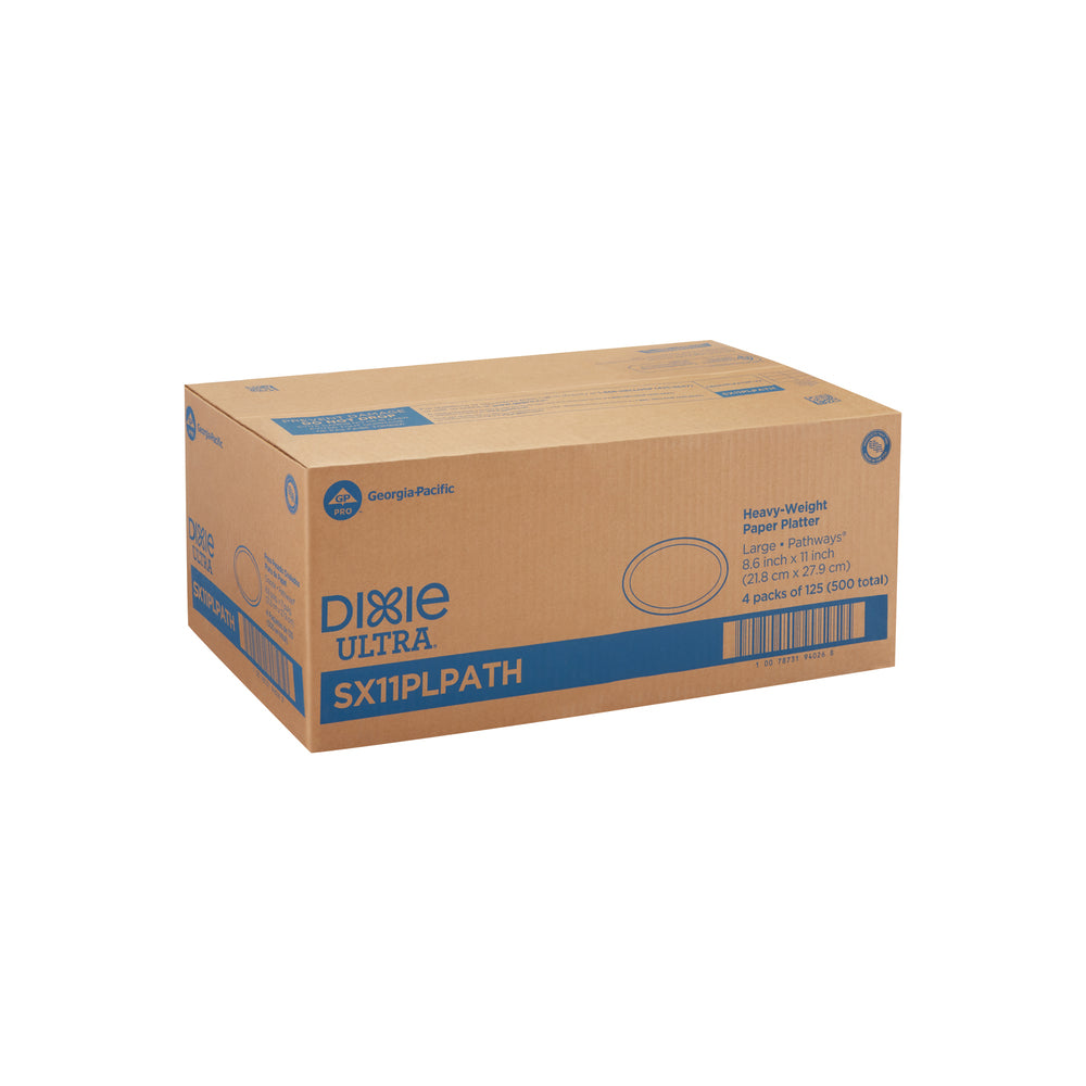 מגשי נייר גדולים עבים במיוחד של DIXIE ULTRA® מבית GP PRO (ג'ורג'יה-פסיפיק), איור עלים®, 500 מגשים לכל מארז