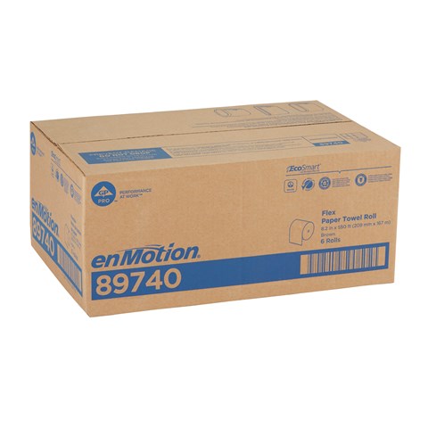 גלילי מגבות נייר ממוחזרים ENMOTION® FLEX מבית GP PRO (ג'ורג'יה פסיפיק), חום, (6 גלילים של 167.64 מטרים סהכ 1,005.84 מטרים)