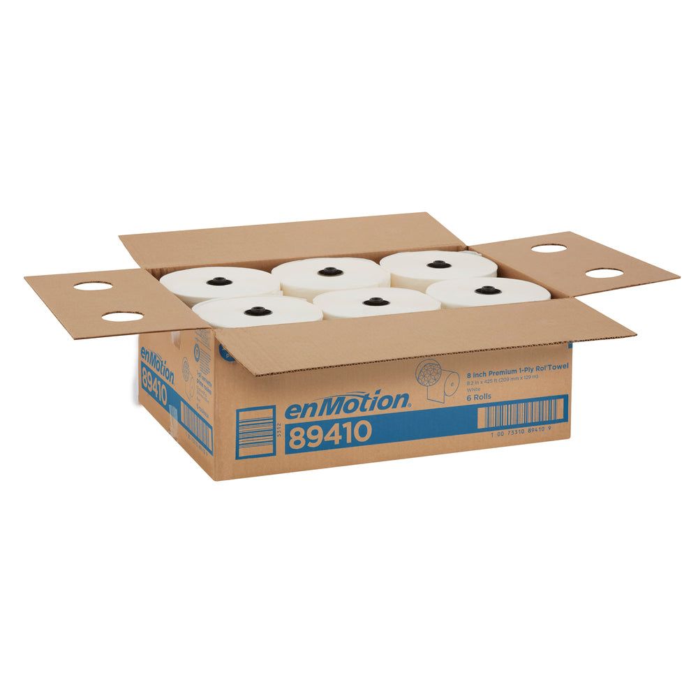 גלילי מגבות נייר פרימיום ENMOTION® 8 מבית GP PRO (ג'ורג'יה פסיפיק), לבן, (6 גלילים של 129.54 מטרים סהכ 777.24 מטרים)