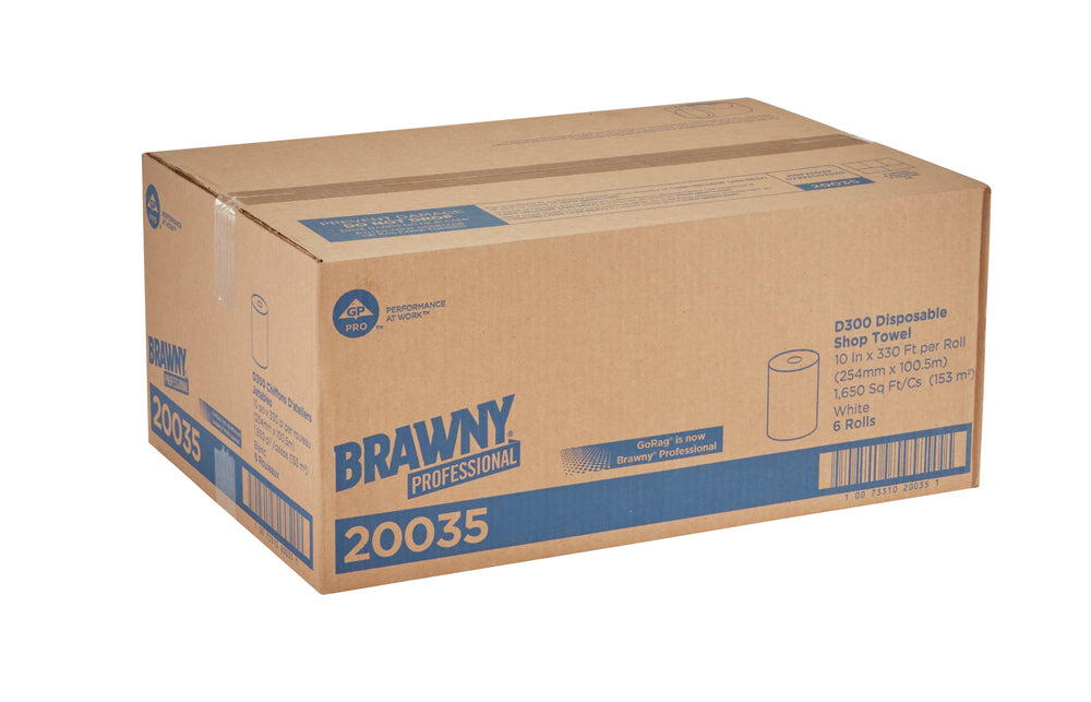 מילוי מגבות חד פעמיות BRAWNY® PROFESSIONAL D300 למתקן 59465 של GP PRO (ג'ורג'יה פסיפיק), לבן, (6 גלילים של 100.58 מטרים סהכ 603.50 מטרים)