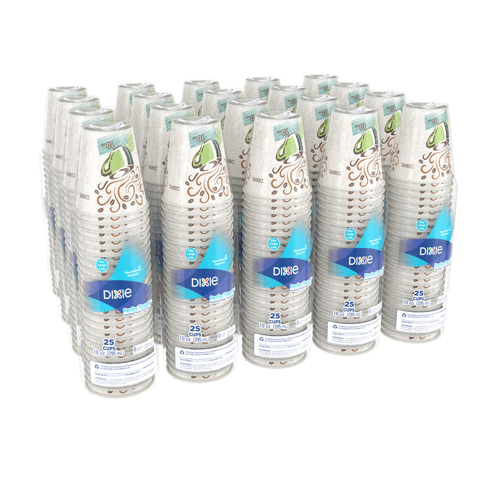 כוסות קפה חם מנייר מבודד DIXIE® PERFECTOUCH® 10 OZ מבית GP PRO (ג'ורג'יה פסיפיק), ערפל קפה, 500 כוסות למארז