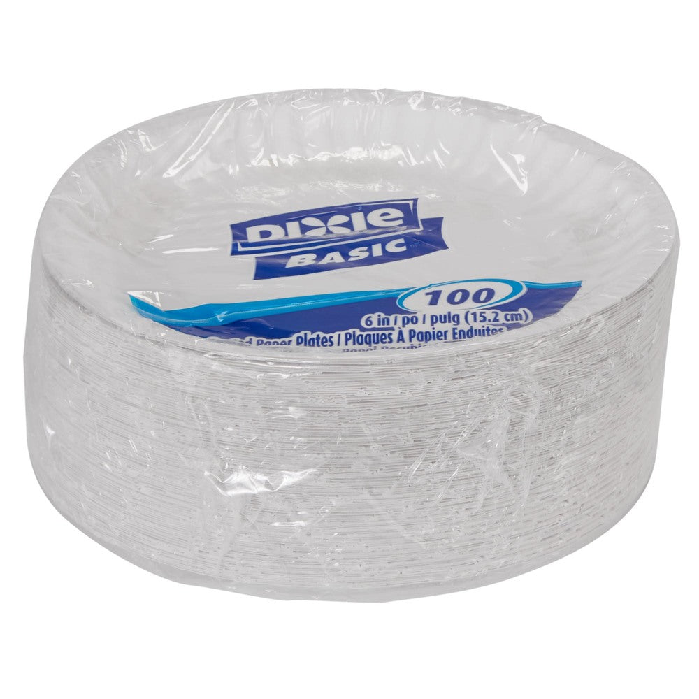 צלחות נייר (IN 6) מסדרת DIXIE BASIC® מבית GP PRO (ג'ורג'יה פסיפיק), לבן, 1,200 צלחות לכל מארז
