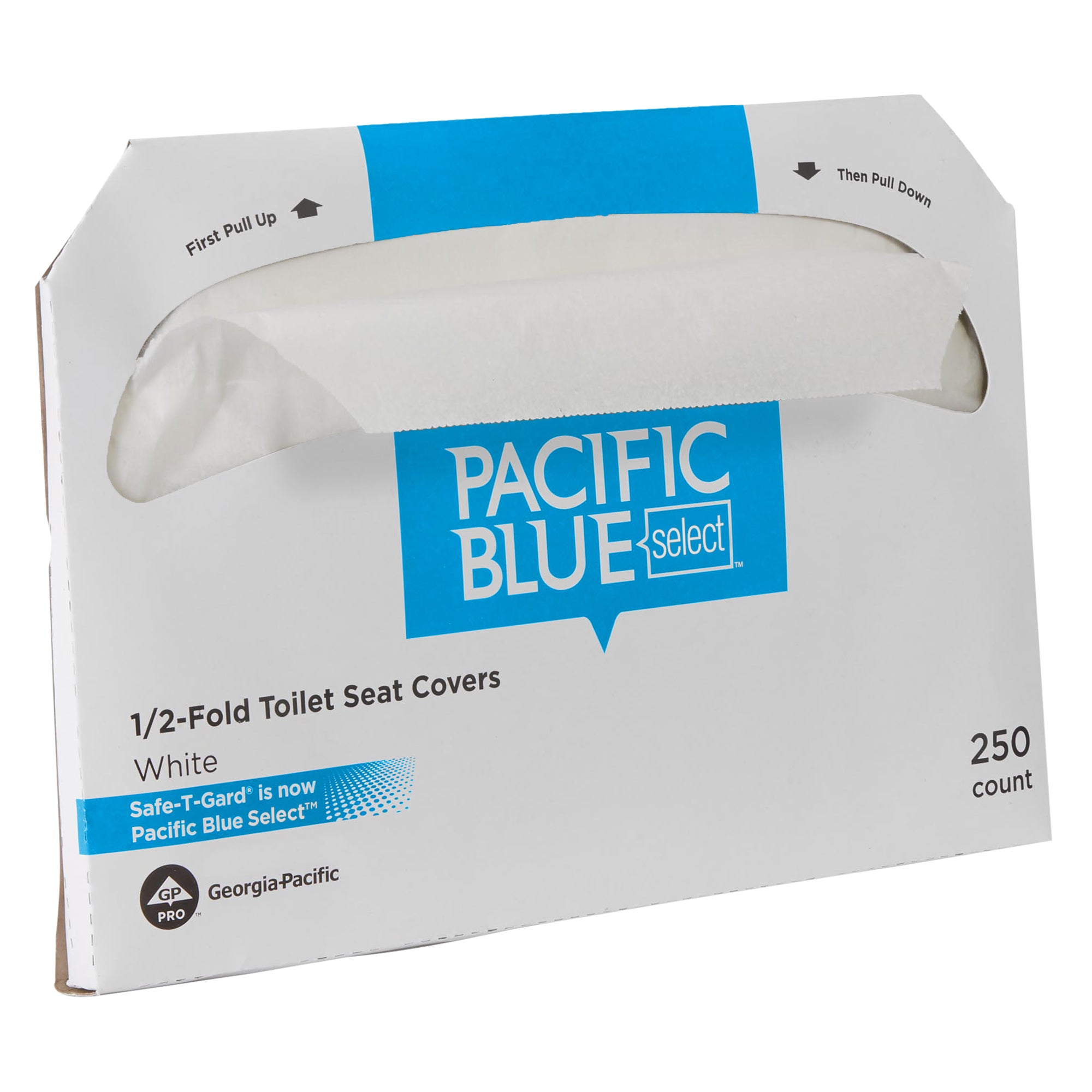 כיסוי מושב אסלה מתקפל ל- 1/2 PACIFIC BLUE SELECT® מבית GP PRO (ג'ורג'יה פסיפיק), לבן, 1,000 כיסויים לכל מארז