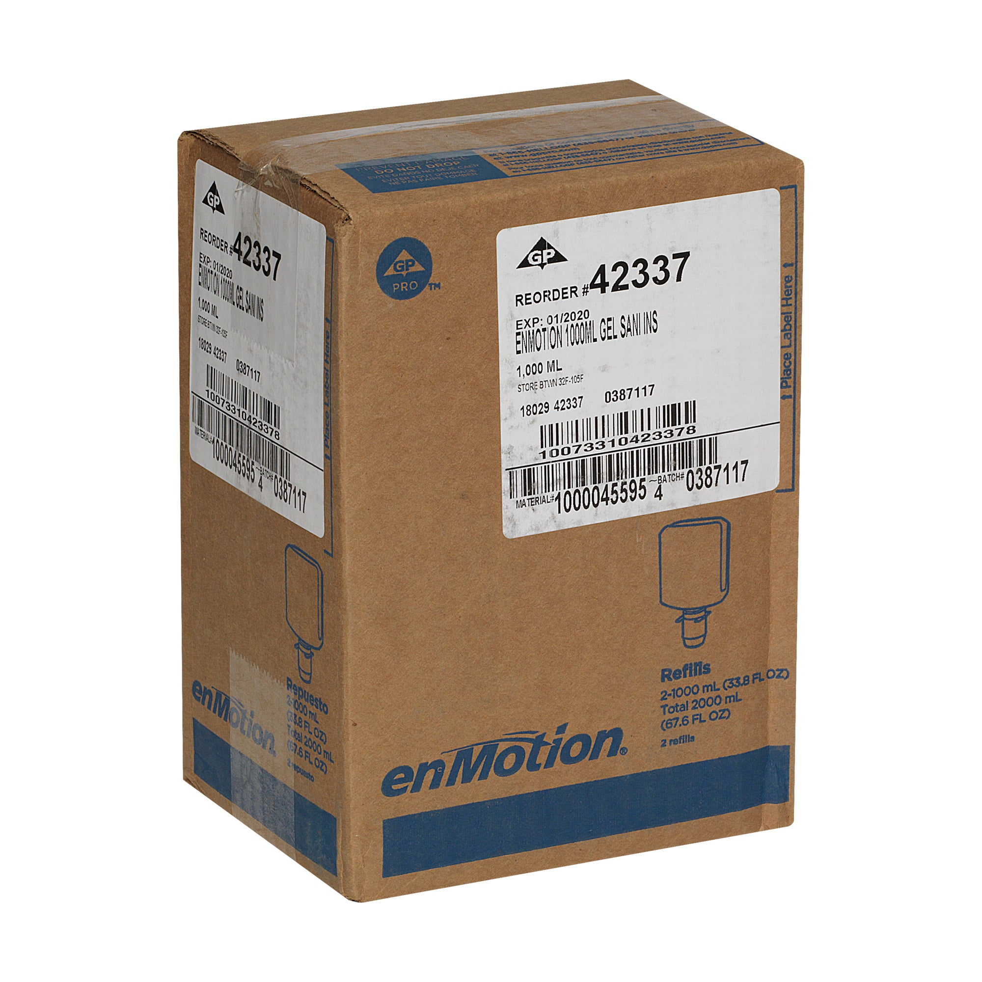 ג'ל לחיטוי ידיים בדירוג E3 מסדרת ENMOTION® GEN2 מבית GP PRO (ג'ורג'יה פסיפיק), נטול ריח וצבע, (2 בקבוקים של 1,000 mL סהכ 2,000 mL)