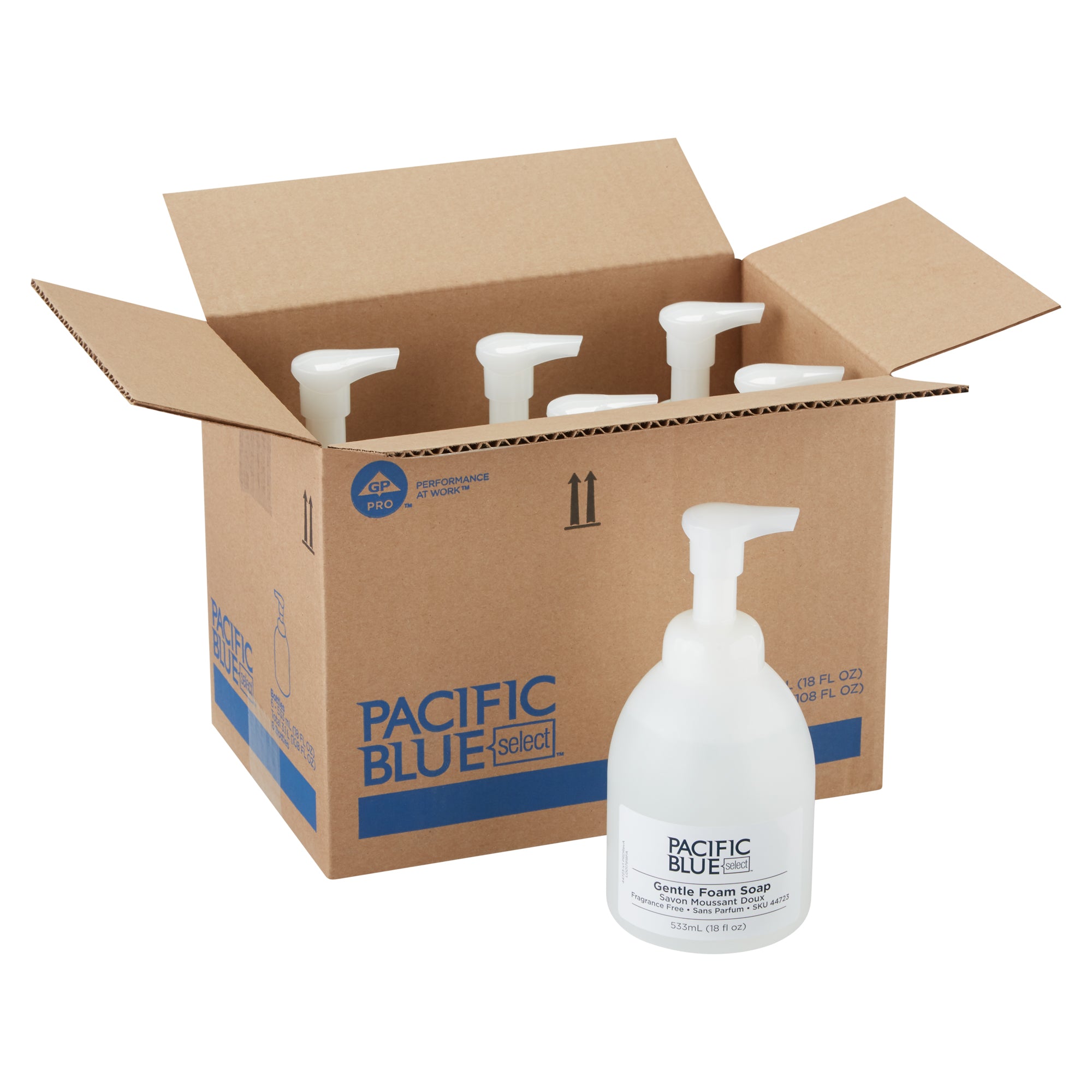 סבון קצף עדין למשטח PACIFIC BLUE BASIC™ מבית GP PRO (ג'ורג'יה פסיפיק), ללא צבע וניחוח, (6 בקבוקים של 532 mL סהכ 3,192 mL)