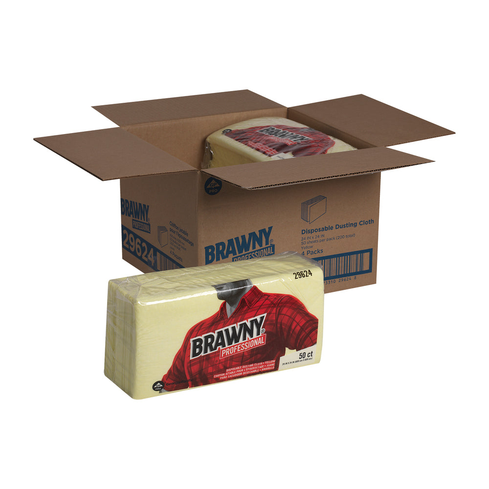 מטליות אבק חד פעמיות מקצועיות של BRAWNY® מבית GP PRO (ג'ורג'יה פסיפיק), צהוב, (4 חבילות של 50 מגבות סהכ 200 מגבות)