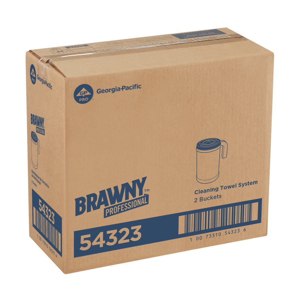 מערכת מגבות ניקוי מקצועית BRAWNY® מבית GP PRO (ג'ורג'יה פסיפיק), אפור, 2 דליים לכל מארז