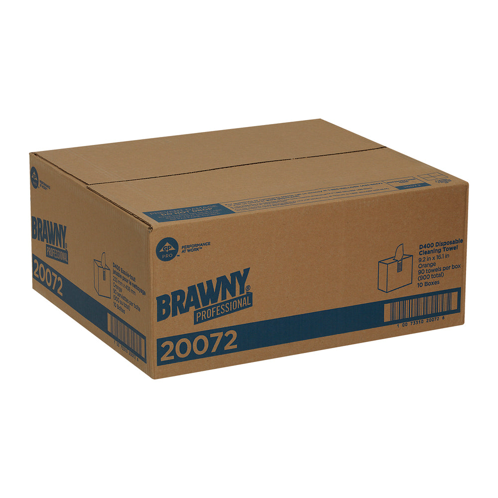 מגבות ניקוי חד פעמיות BRAWNY® PROFESSIONAL D400 מבית GP PRO (ג'ורג'יה פסיפיק), קופסה גבוהה, כתום, (10 קופסאות של 90 מגבות סהכ 900 מגבות)