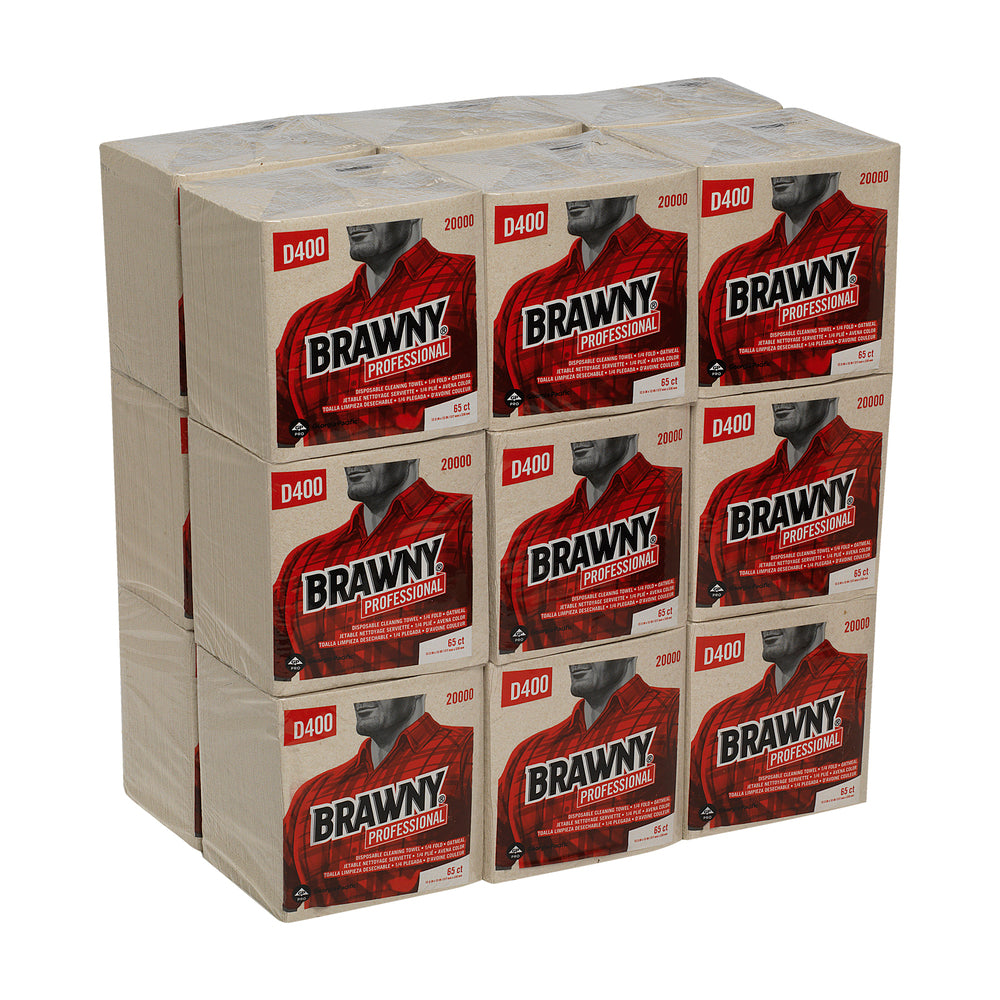 מגבות ניקוי חד פעמיות BRAWNY® PROFESSIONAL D400 מבית GP PRO (ג'ורג'יה פסיפיק), פי 1/4, שיבולת שועל, (18 חבילות של 65 מגבות סהכ 1,170 מגבות)