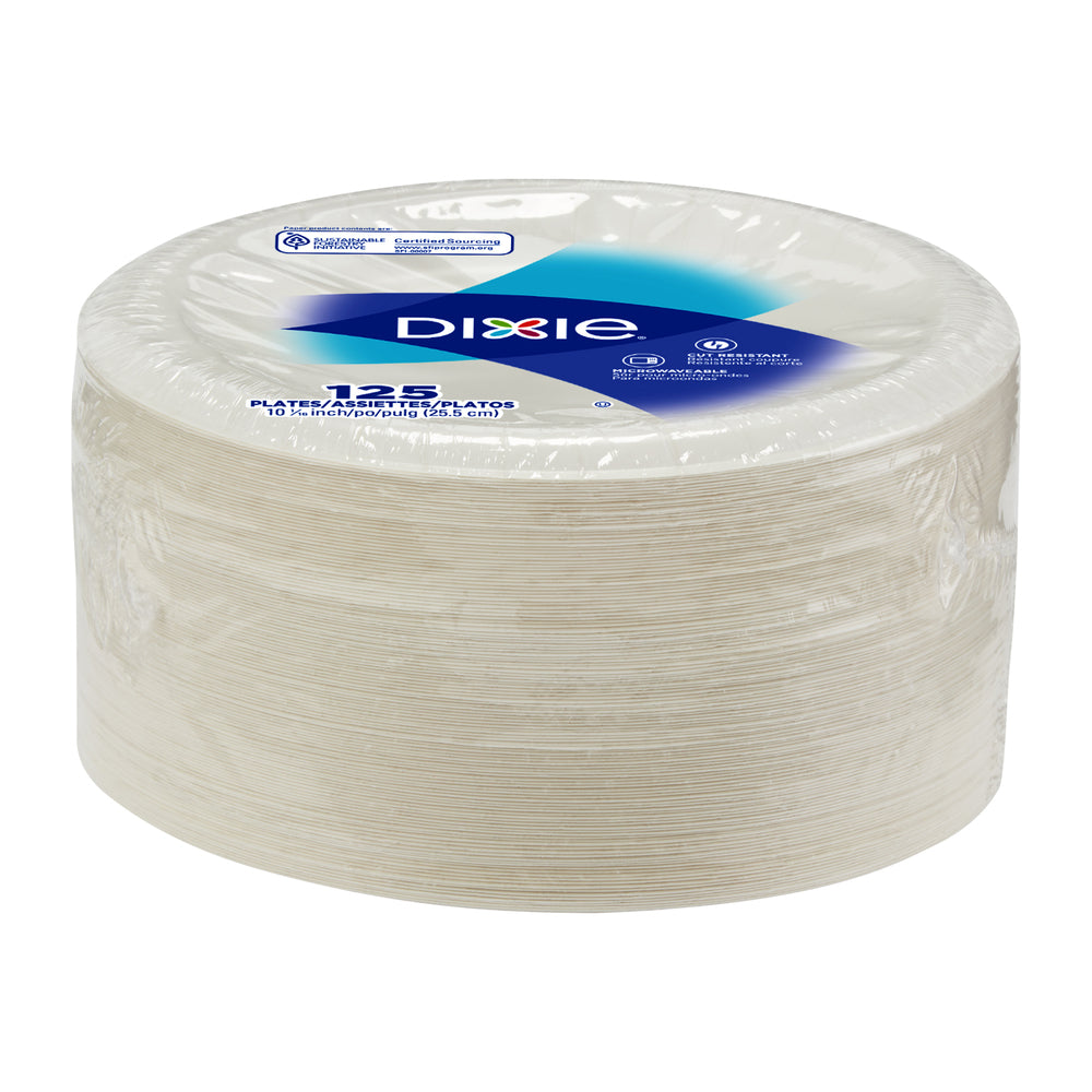 צלחות נייר עבות (IN 10 1/16) מסדרת DIXIE® מבית GP PRO (ג'ורג'יה-פסיפיק), לבן, 500 צלחות לכל מארז