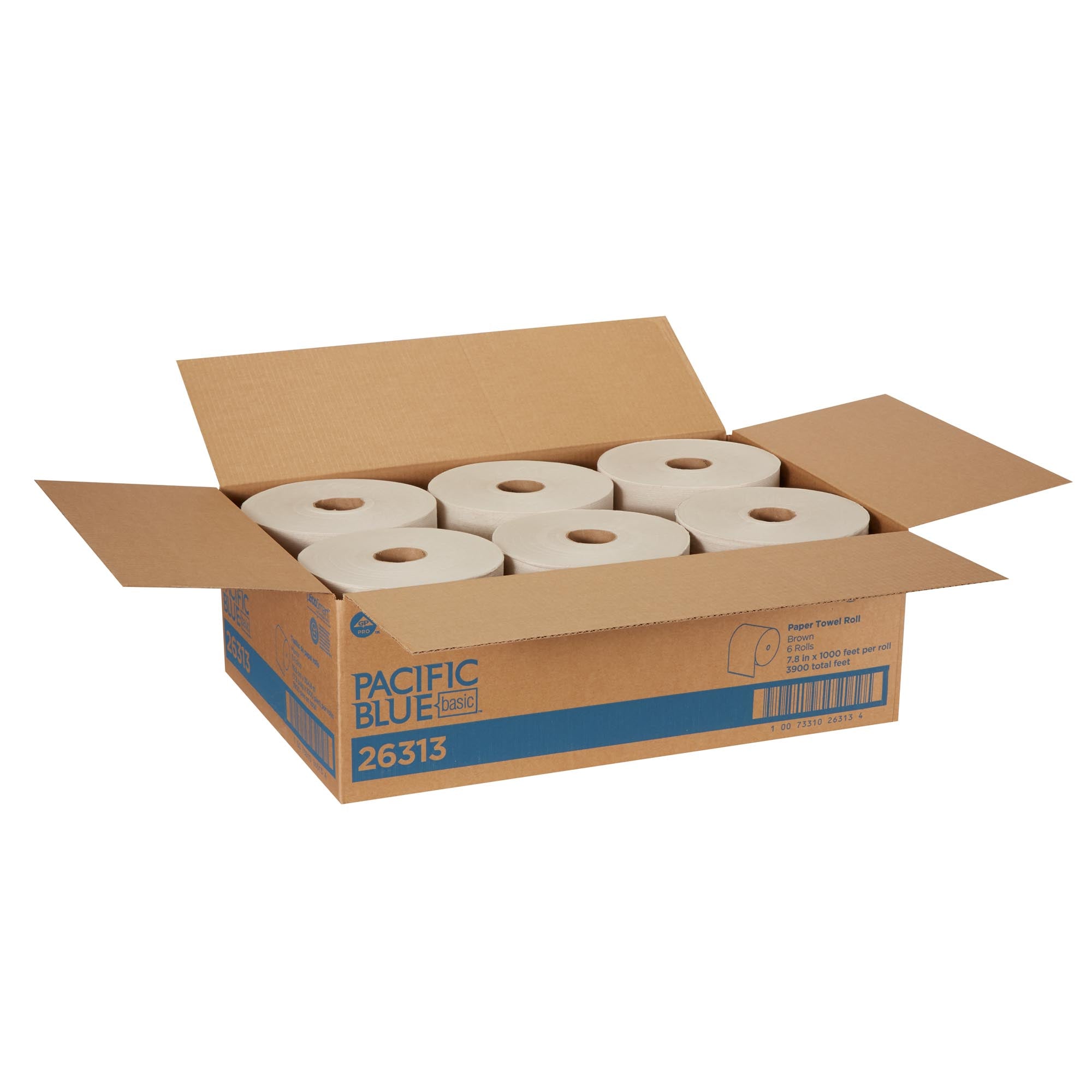 גליל מגבות נייר מפותל קשיח ממוחזר PACIFIC BLUE BASIC™ מבית GP PRO (ג'ורג'יה פסיפיק), חום, (6 גלילים של 304.80 מטרים סהכ 1,828.80 מטרים)