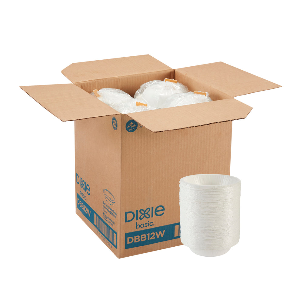 קערות נייר DIXIE BASIC® 12 OZ מבית GP PRO (ג'ורג'יה פסיפיק), לבן, 1000 קערות לכל מארז