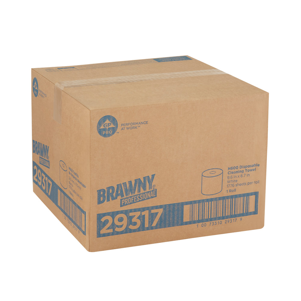 מגבות ניקוי חד פעמיות BRAWNY® PROFESSIONAL H600 מבית GP PRO (ג'ורג'יה פסיפיק), לבן(גליל אחד של 1776 מגבות)