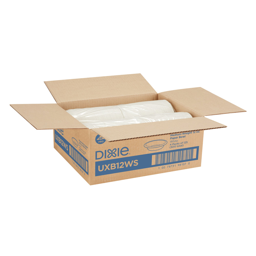קערות נייר עבות (12 OZ) DIXIE® מבית GP PRO (ג'ורג'יה פסיפיק), לבן, 500 קערות לכל מארז