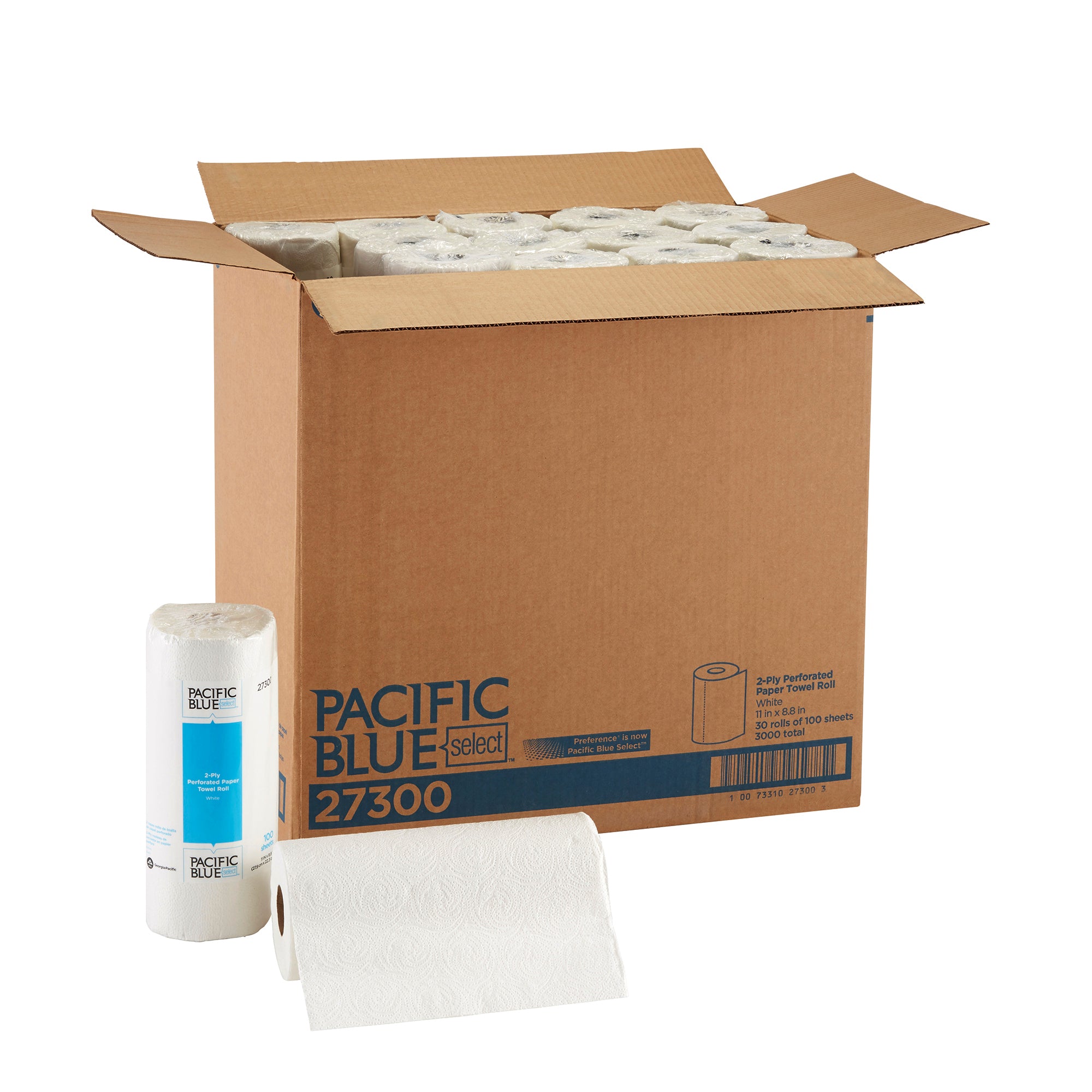 גליל מגבת נייר מחורר דו-שכבתי בPACIFIC BLUE SELECT™ של GP PRO (ג'ורג'יה פסיפיק), (30 גלילים של 22.35 מטרים סהכ 670.56 מטרים) 3,000 גליונות למארז